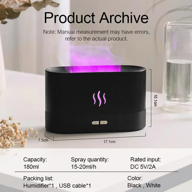 Vissko 180ml Flame Aroma Diffuser Ultrasonic Cool Mist Humidifier