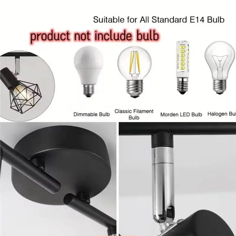 Retro Black E14 Wire Cage Spotlight – Ceiling & Wall Mount