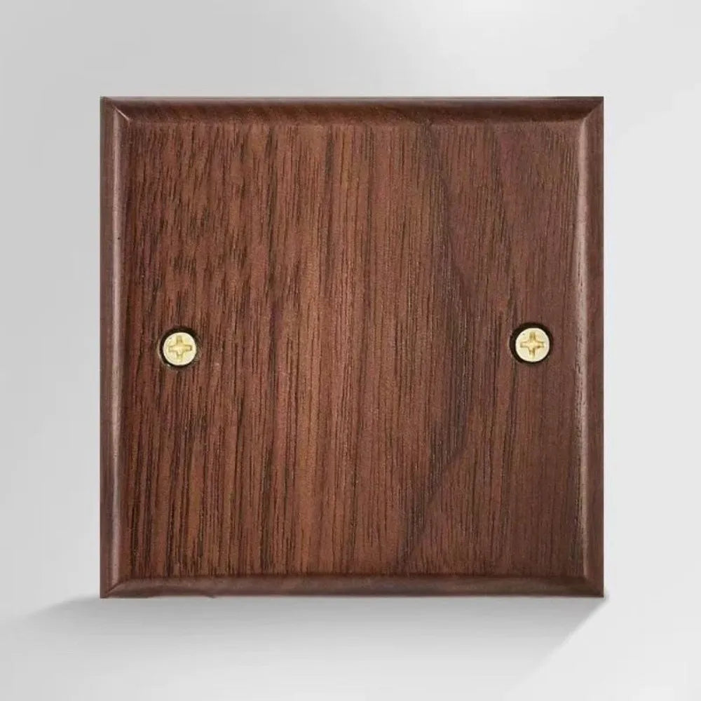 Walnut Wood Brass Toggle Wall Switch & Socket Panel 86mm