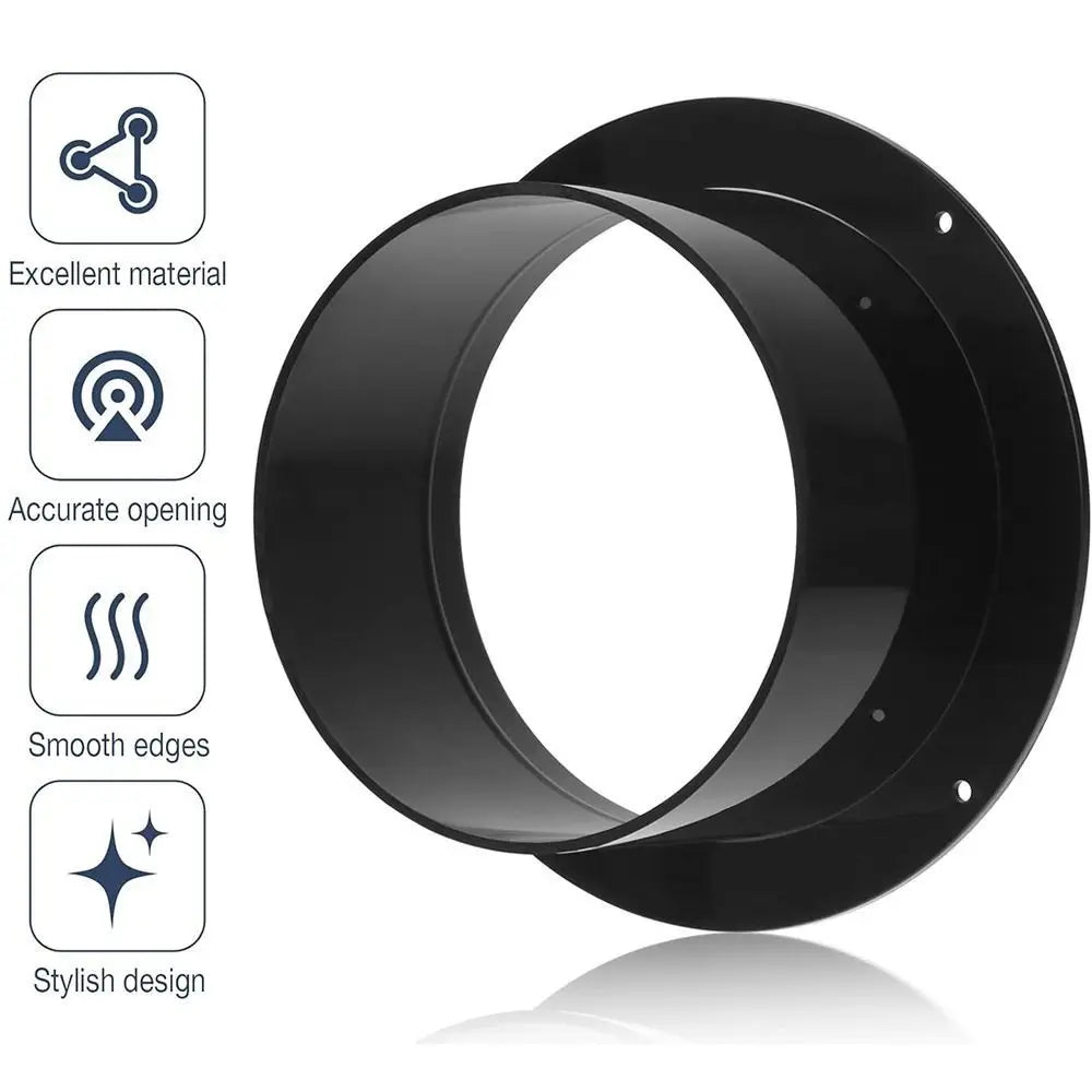 Round Wall Flange Connector Black ABS Ventilation Pipe Coupler