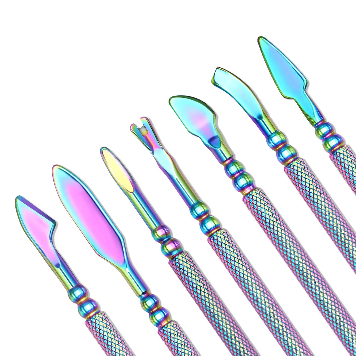 Rainbow Plated Double-Ended Cuticle Pusher | Stainless Steel