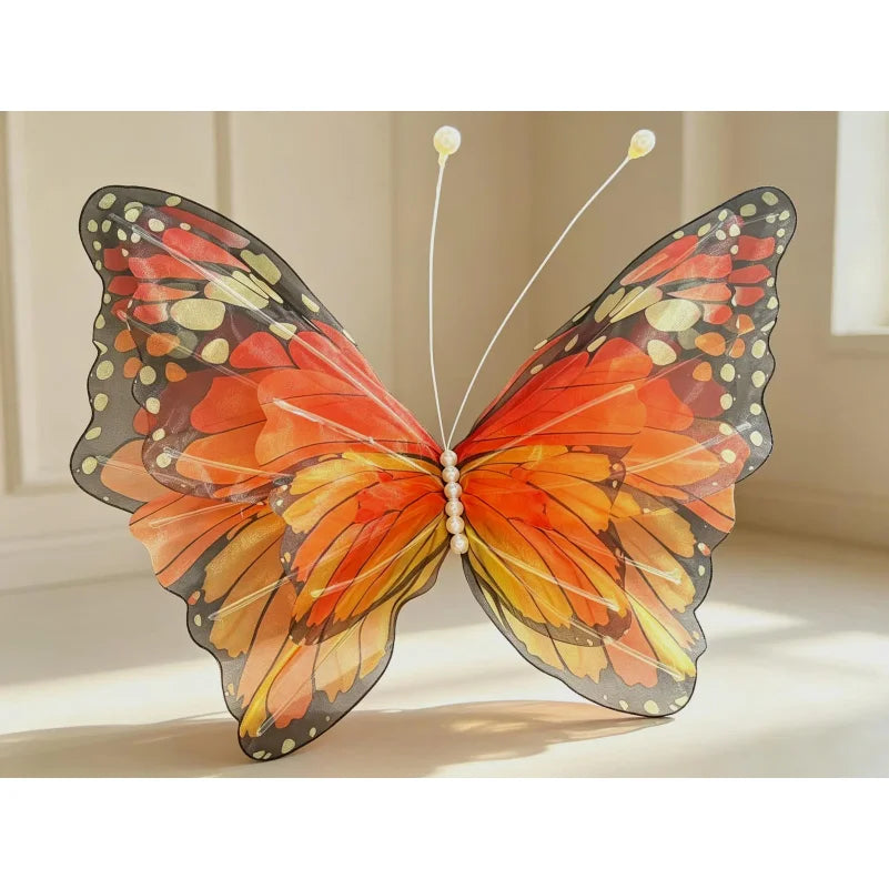 2-Pack 50cm 3D Gradient Silk Butterfly Decorations | Glitter Organza