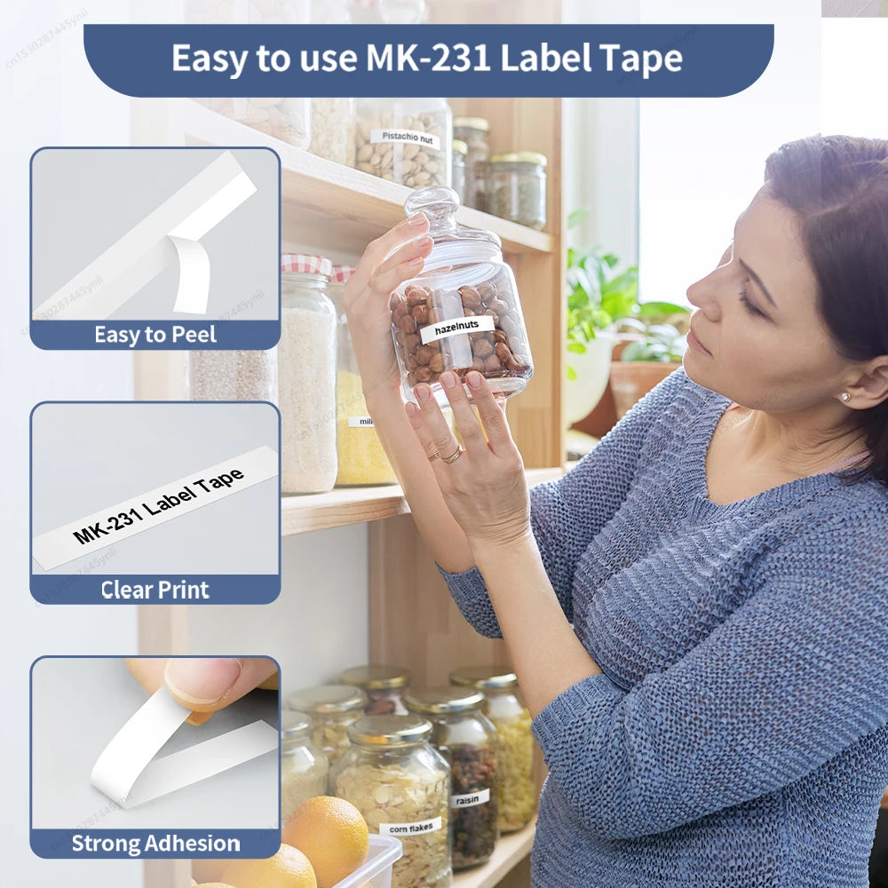 Brother MK-231 Compatible Label Tape 12mm Black on White 3/5-Pack