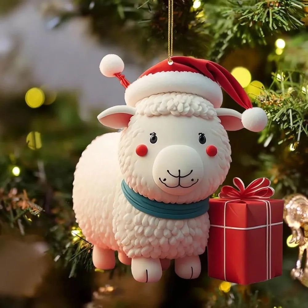 Cute Cartoon Goat Christmas Tree Hanging Ornament
