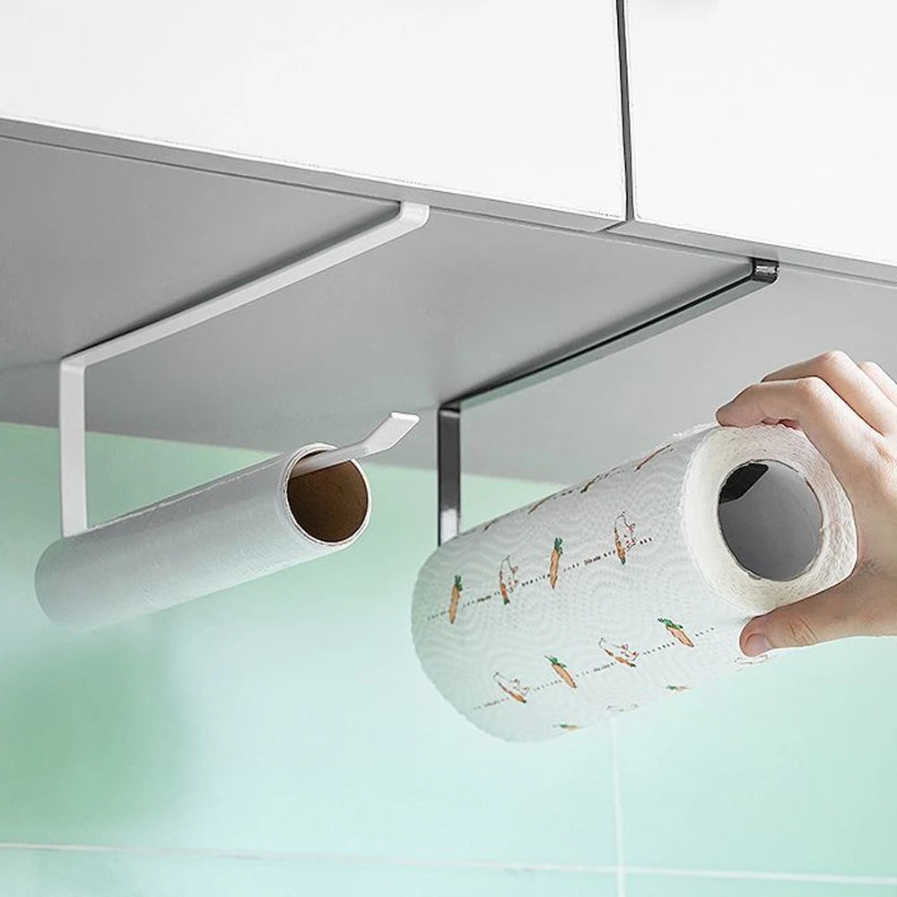 Metal Kitchen Paper Towel Holder Cabinet Hanging Rack
