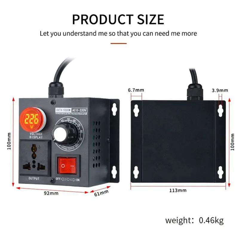 5000W Variable Voltage Regulator Controller – US/UK/EU Plug