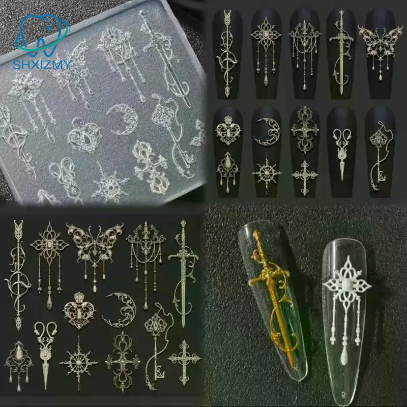 3D Retro Silicone Nail Art Mold – Flowers & Bow Tie Design