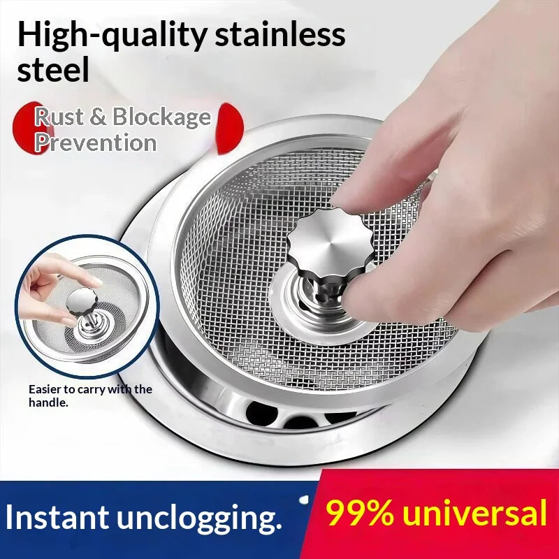 Stainless Steel Sink Strainer Drain Filter Basket with Handle