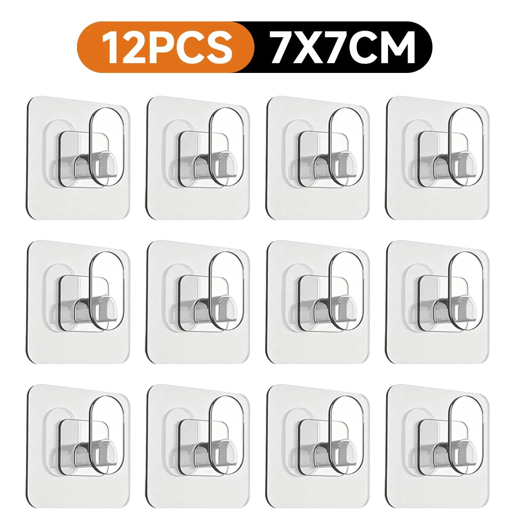 Large Transparent Self-Adhesive Wall Hooks – Nail-Free Waterproof