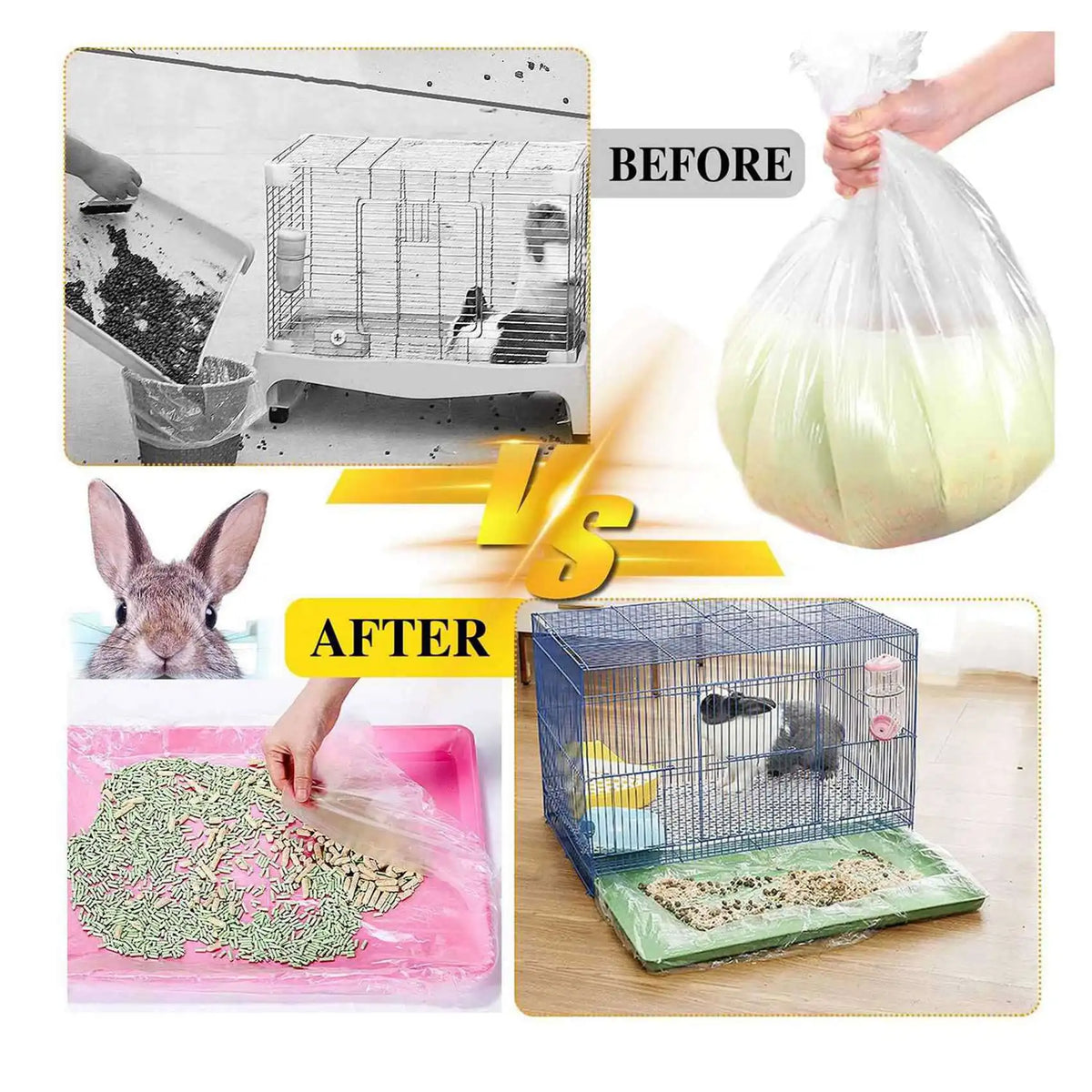 100 Pcs Disposable Cage Liners for Rabbits, Guinea Pigs & Small Pets
