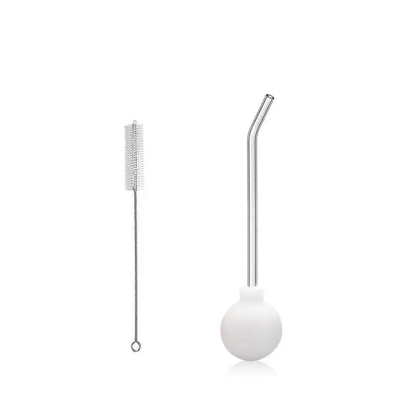 Silicone Irrigation Bulb Syringe with Curved Steel Tip & Brush