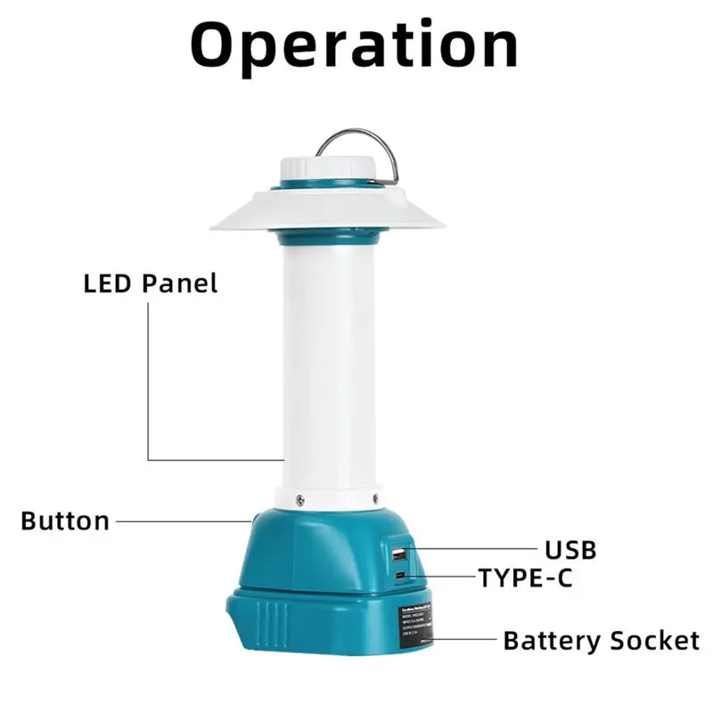 Makita 18V Battery Camping Lantern – USB & Type-C Portable Light