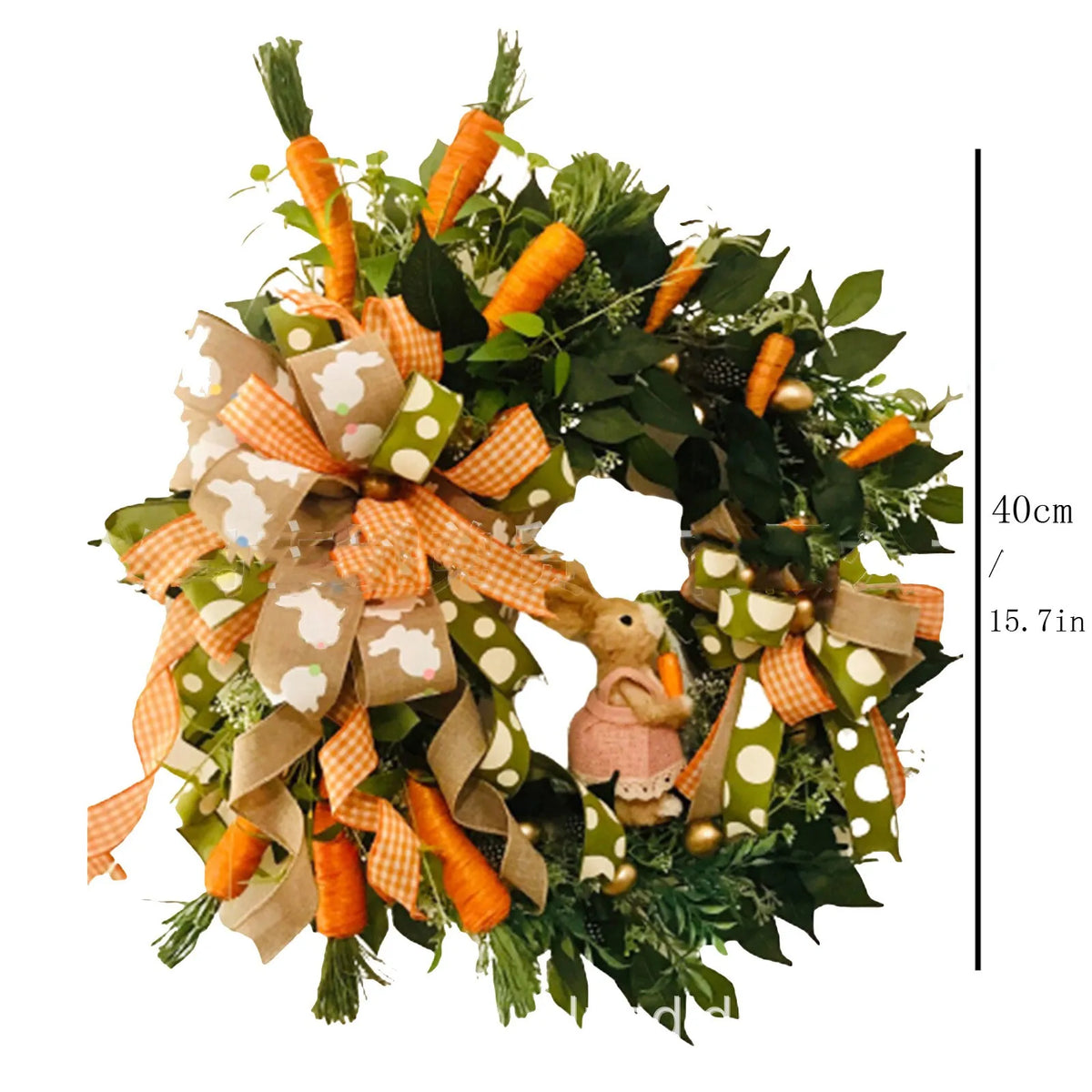 Easter Egg Wreath with Bow Ribbon – 18" Handmade Door Decor