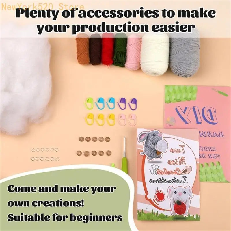 Beginner Animal Mouse Crochet Kit – Hooks & Threaders Included