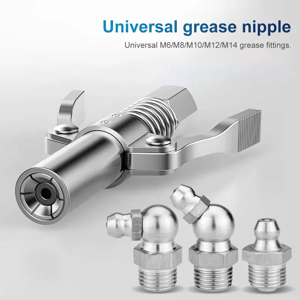 Grease Gun Coupler 10000 PSI Leak-Free Quick Release Nozzle