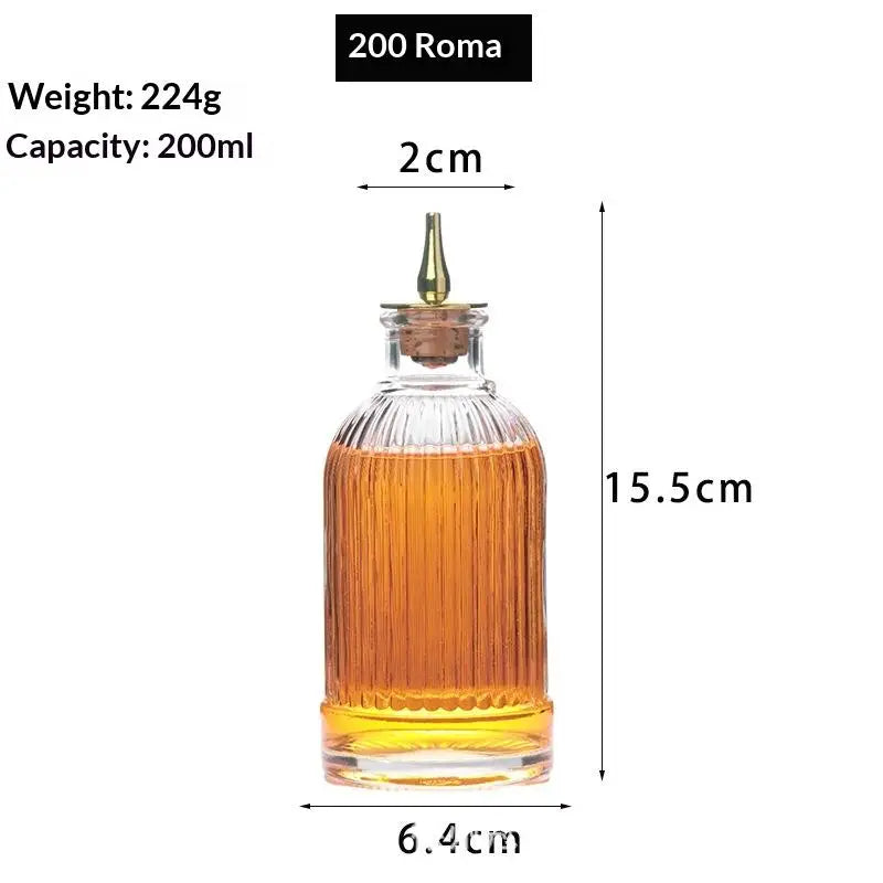 Vintage Embossed Glass Bitters Bottle with Stopper & Pour Spout