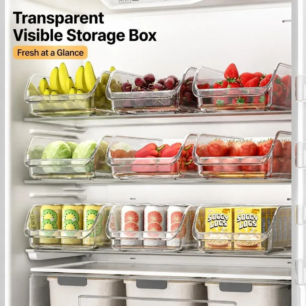 Stackable Clear Fridge Storage Bins – BPA-Free PET Organizer