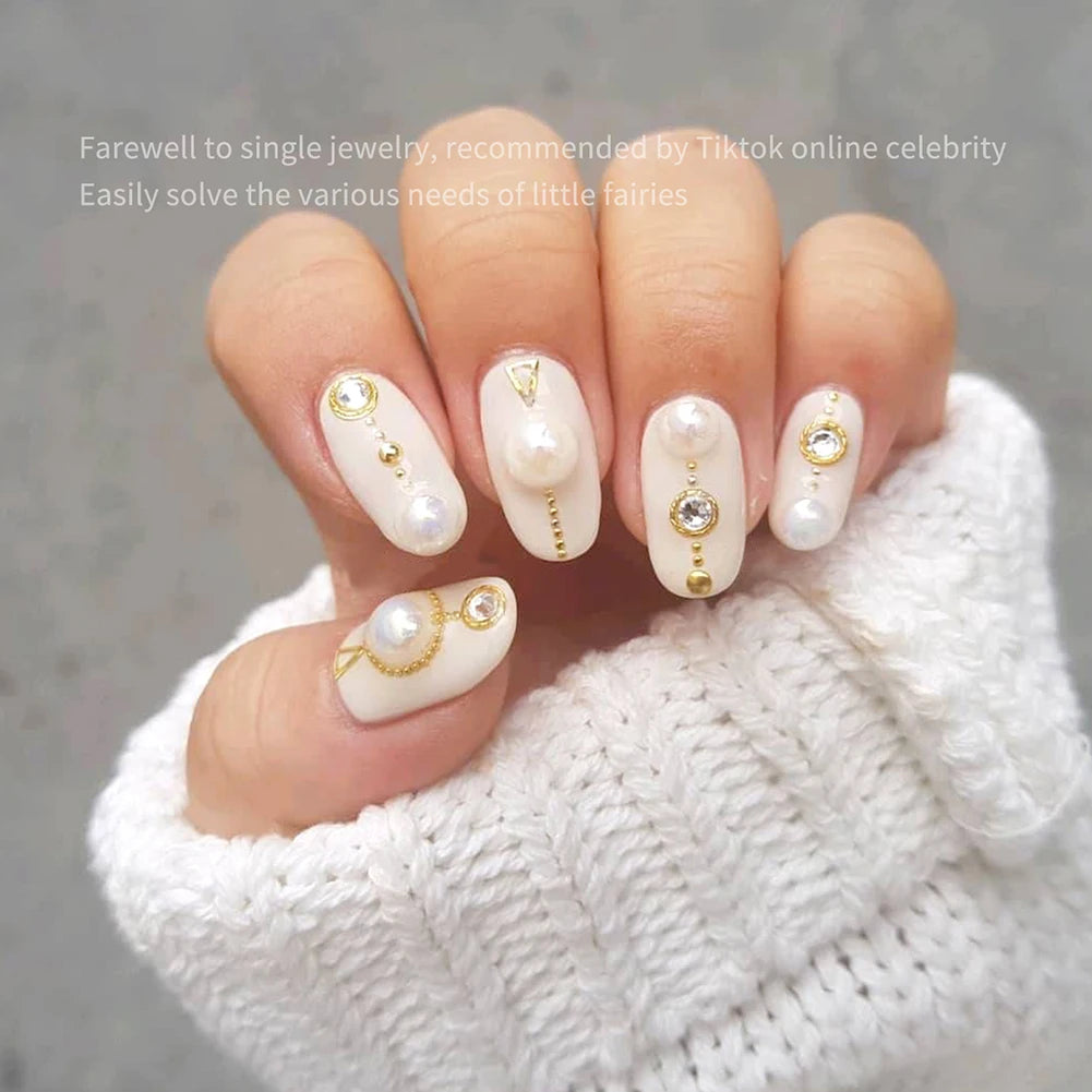 12-Grid 3D Nail Charms Gold Silver Punk Metal Art Decorations