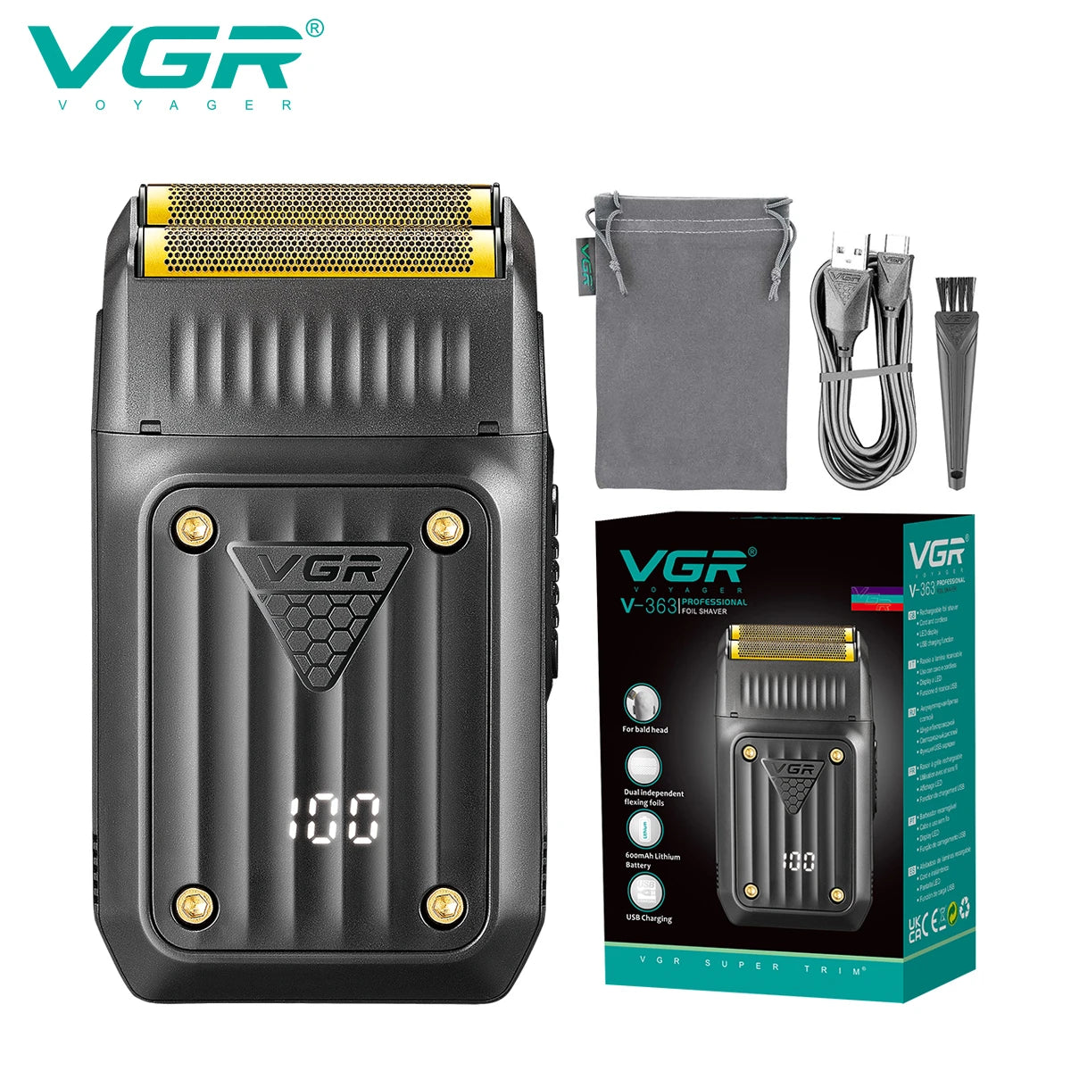 VGR V-363 Electric Foil Shaver & Beard Trimmer for Men