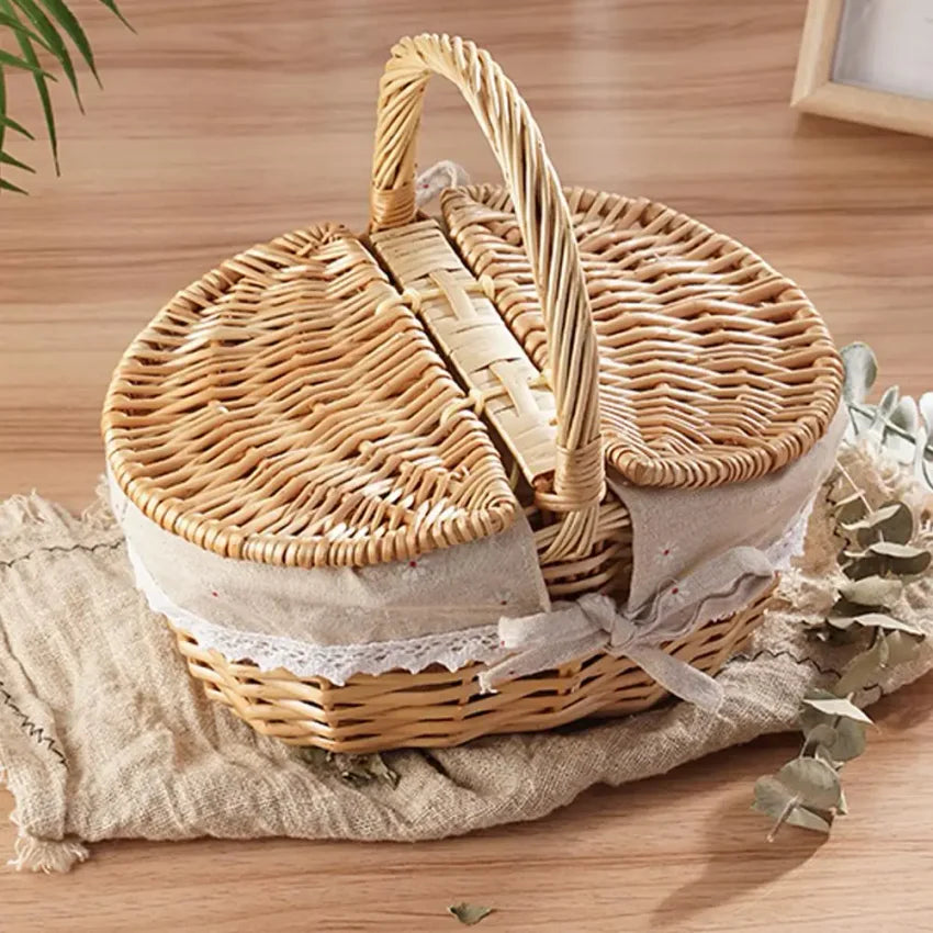 Handmade Wicker Picnic Basket with Handle – Willow Hamper