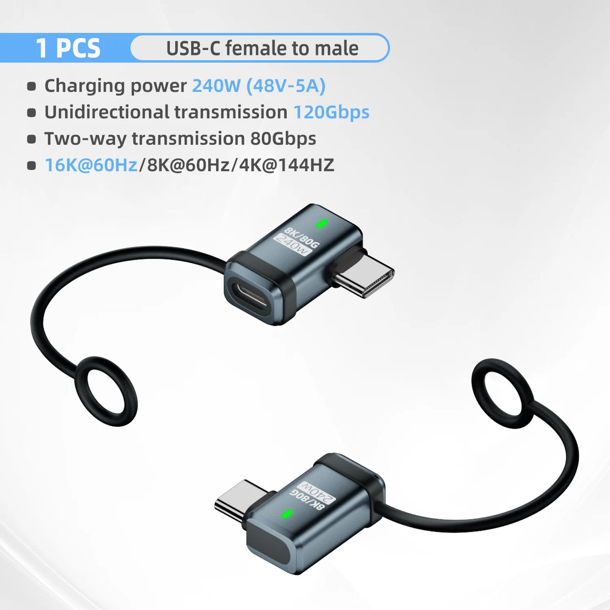USB4 2.0 USB-C Adapter 240W PD 120Gbps 16K@60Hz Converter