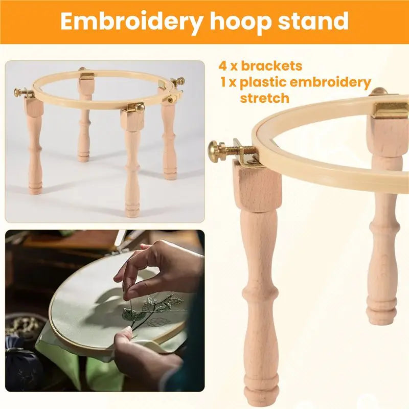 Adjustable Wooden Embroidery Hoop Stand – Cross Stitch Frame Rack