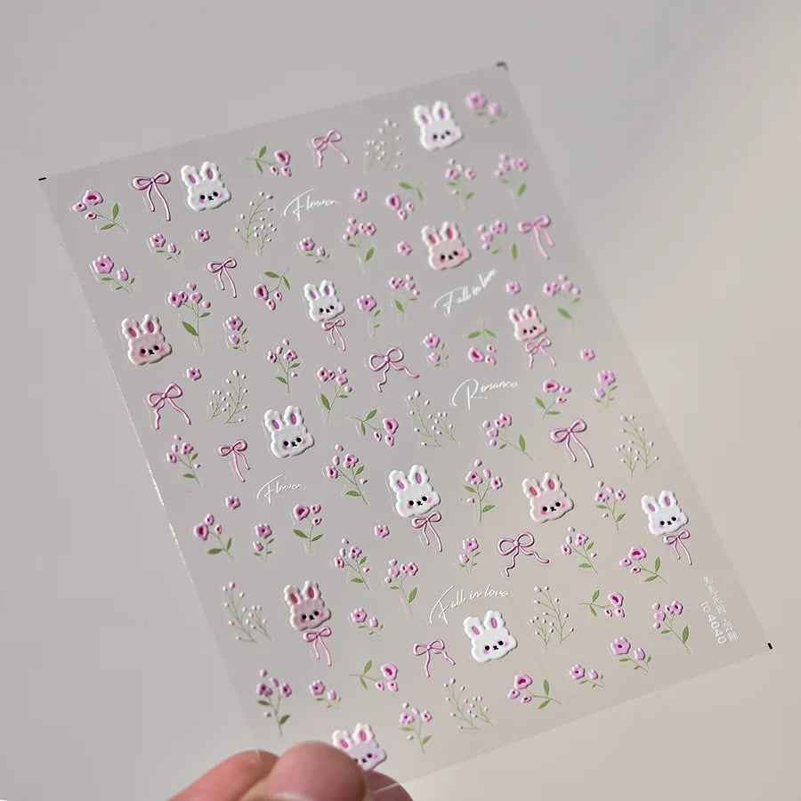 5D Embossed Teddy Bear Nail Art Stickers – DIY Manicure Decals