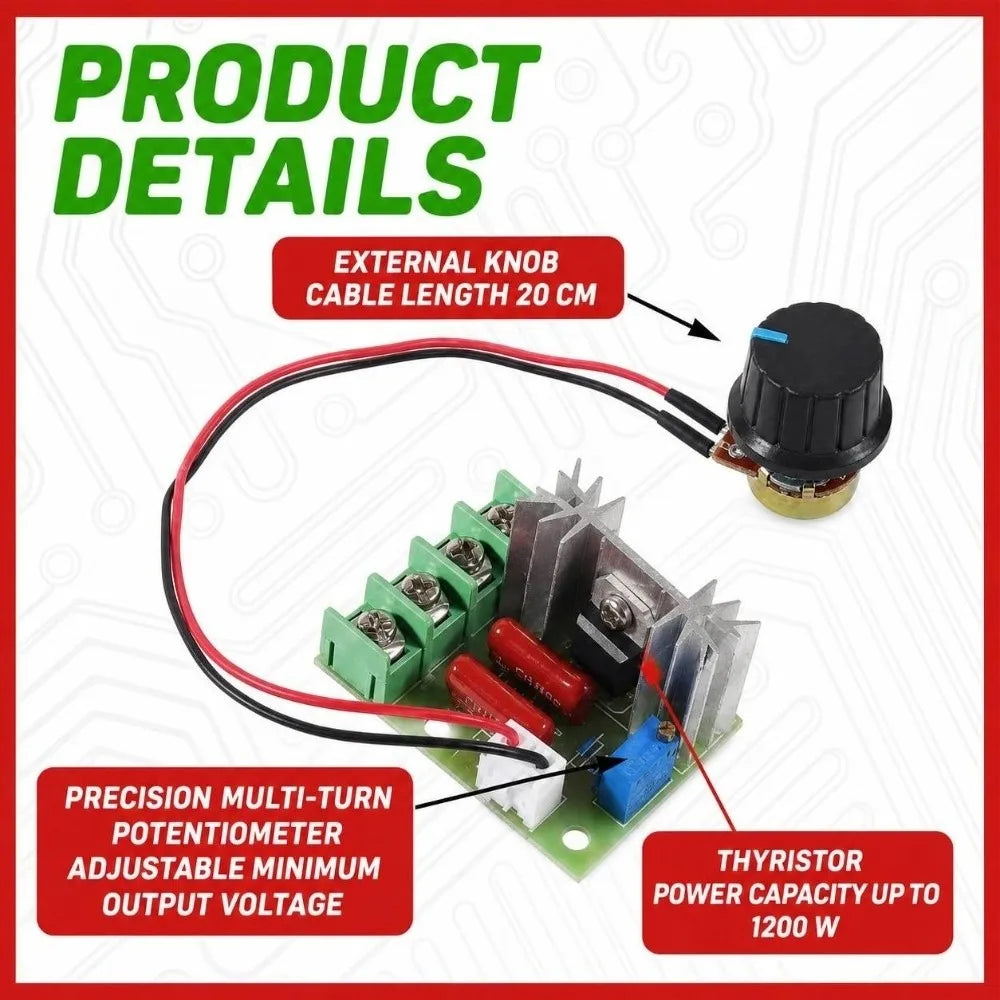 220V 2000W SCR Voltage Regulator with Remote – AC Dimmer