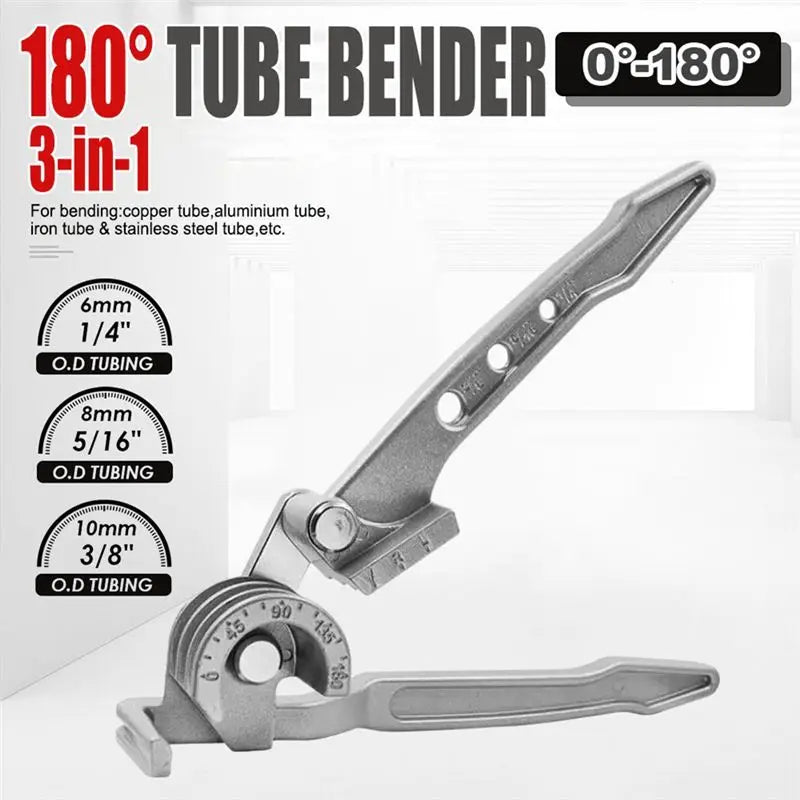 3-in-1 Manual 180° Tube Bender – Copper, Aluminum & Steel