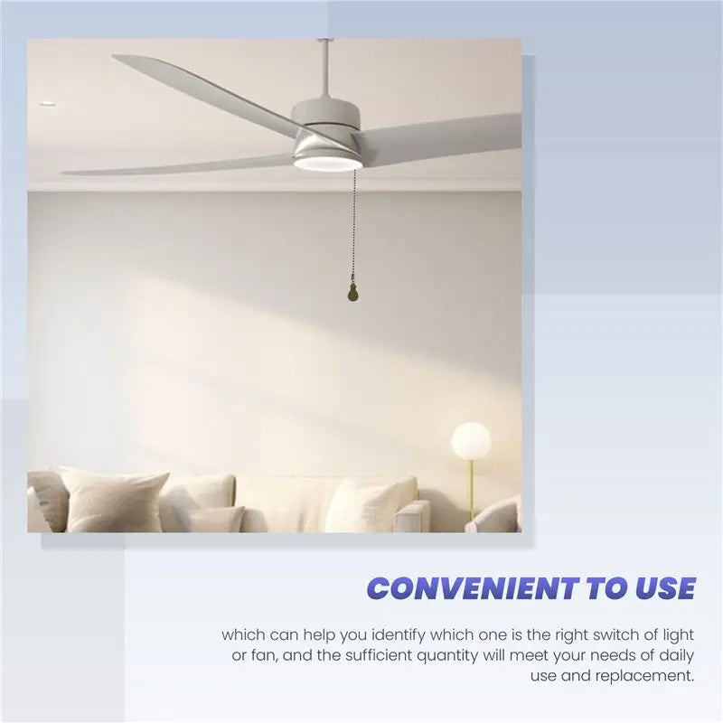 4-Pack Ceiling Fan Pull Chain Set – Bulb & Fan Pendant 12"
