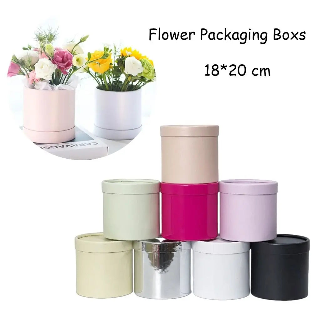 Round Flower Gift Box Kraft Paper Packaging Bucket – Wedding Party