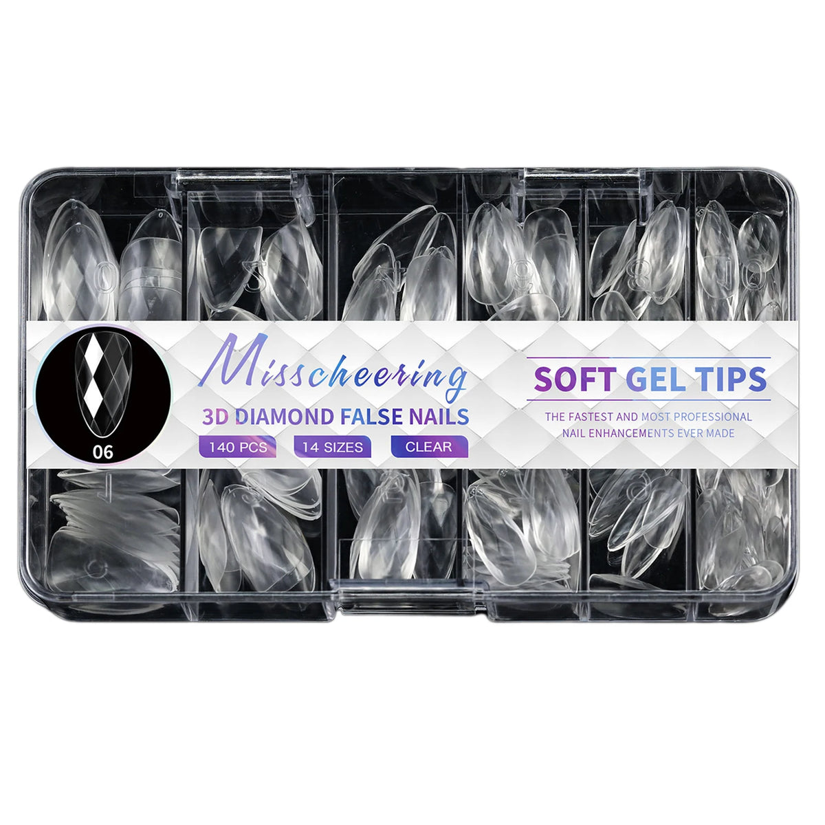 3D Diamond Press-On Nails – 120pc Full Cover Sculpted Nail Tips