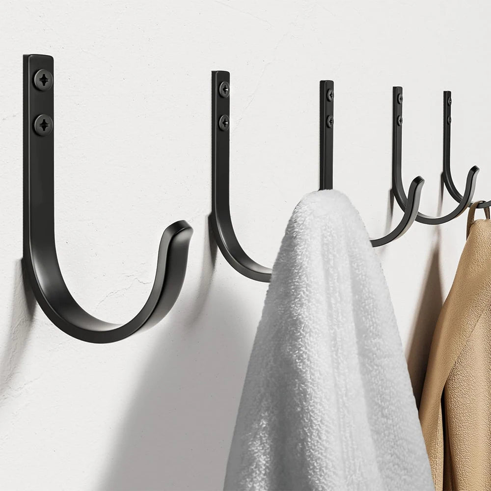 J-Shape Black Wall Mount Hook – Iron Coat & Towel Hanger