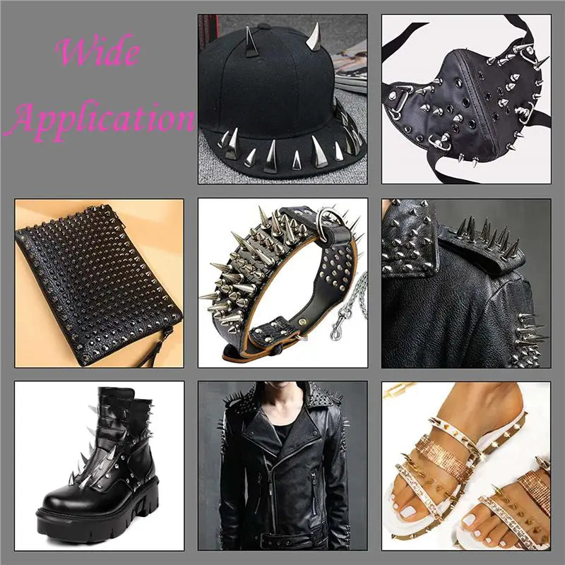 210-Set Silver Mixed Spikes & Studs DIY Leather Rivet Kit