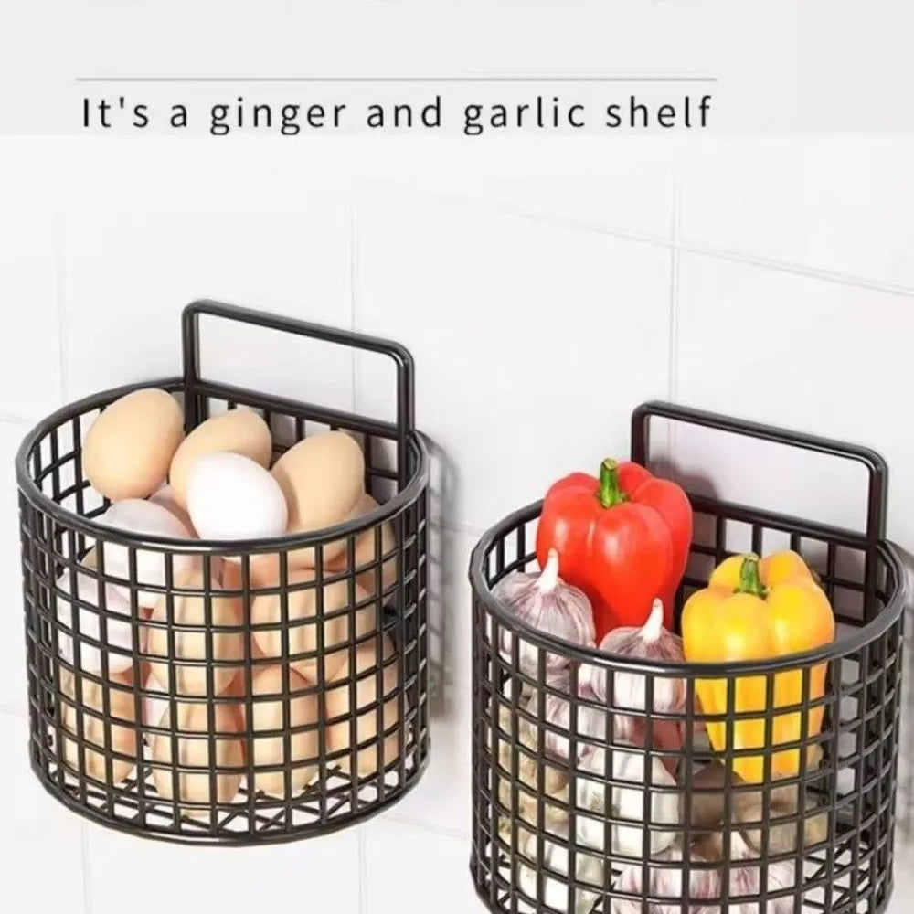 Wall Mounted Metal Storage Basket Rack – Kitchen & Bathroom