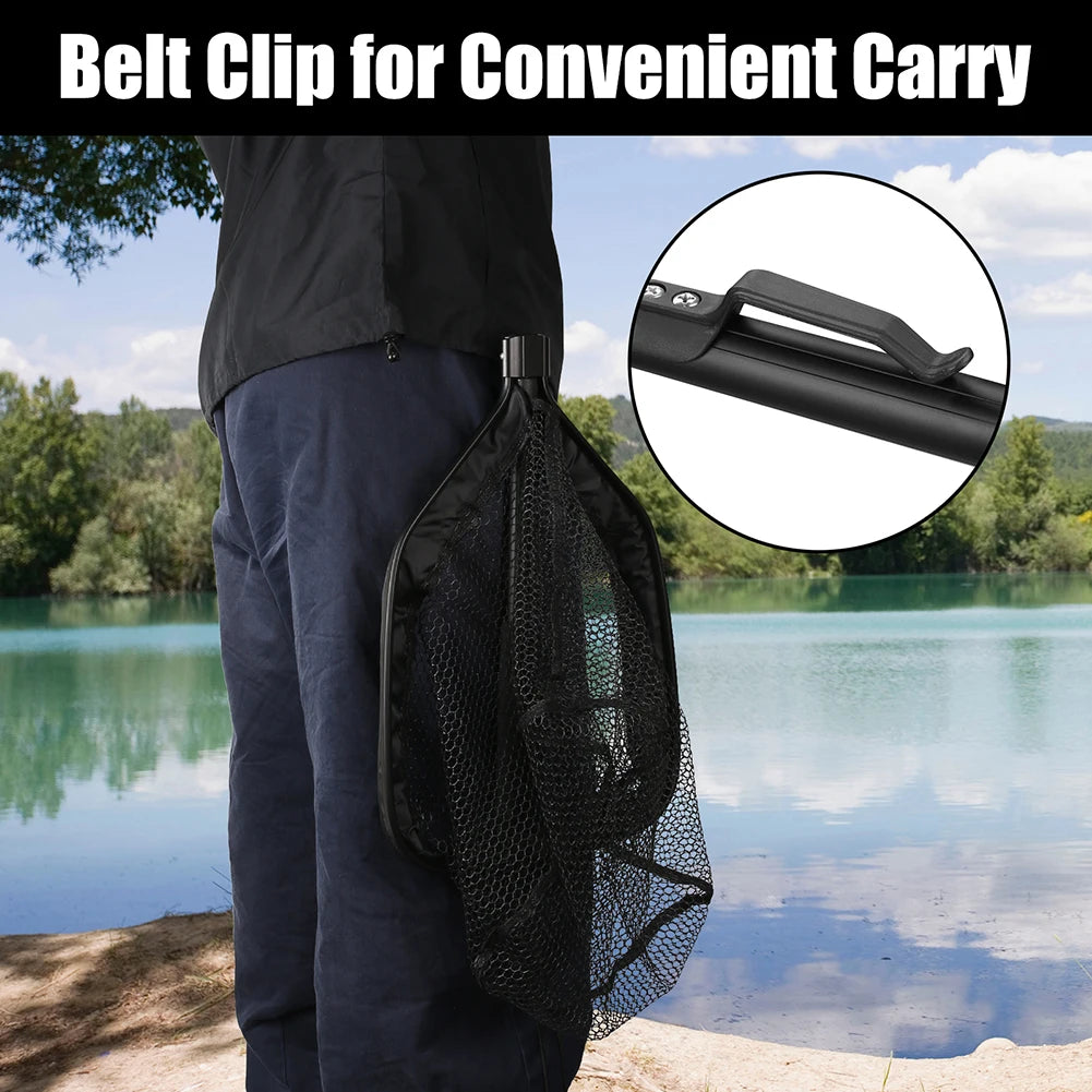 Floating Fishing Landing Net – Rubber Coated Telescoping Handle