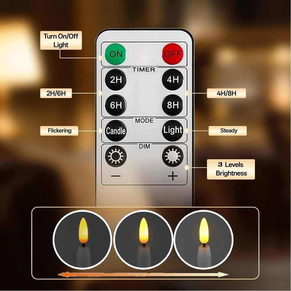Flameless LED Taper Candles with Remote & Timer | Battery Operated