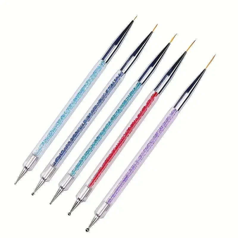 5Pcs Dual-Ended Nail Art Dotting Pen & Liner Brush Set