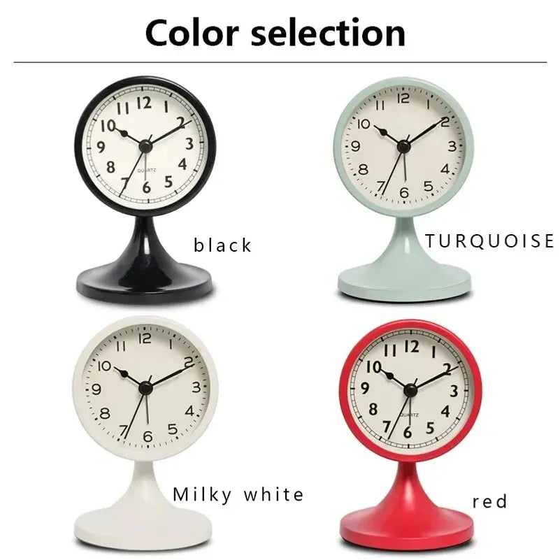 Nordic Metal Alarm Clock with Night Light – Silent Round Clock