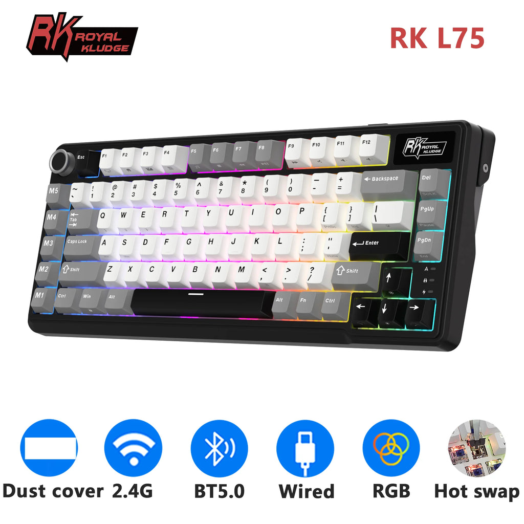 RK Royal Kludge L75 75% Tri-Mode Wireless Mechanical Keyboard