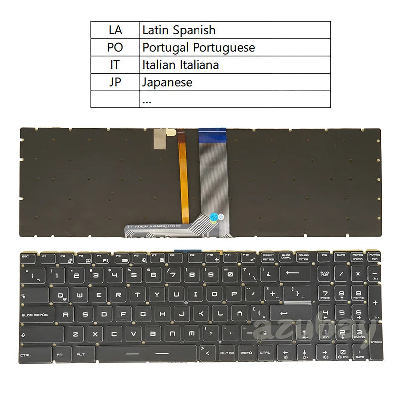 AZUBAY RGB Backlit Keyboard for MSI MS-16J9 MS-16JB MS-16JC MS-16JD