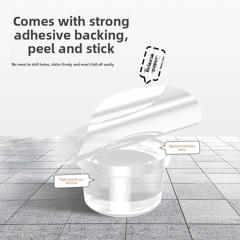 Transparent Silicone Door Stopper Wall Protector No-Drill