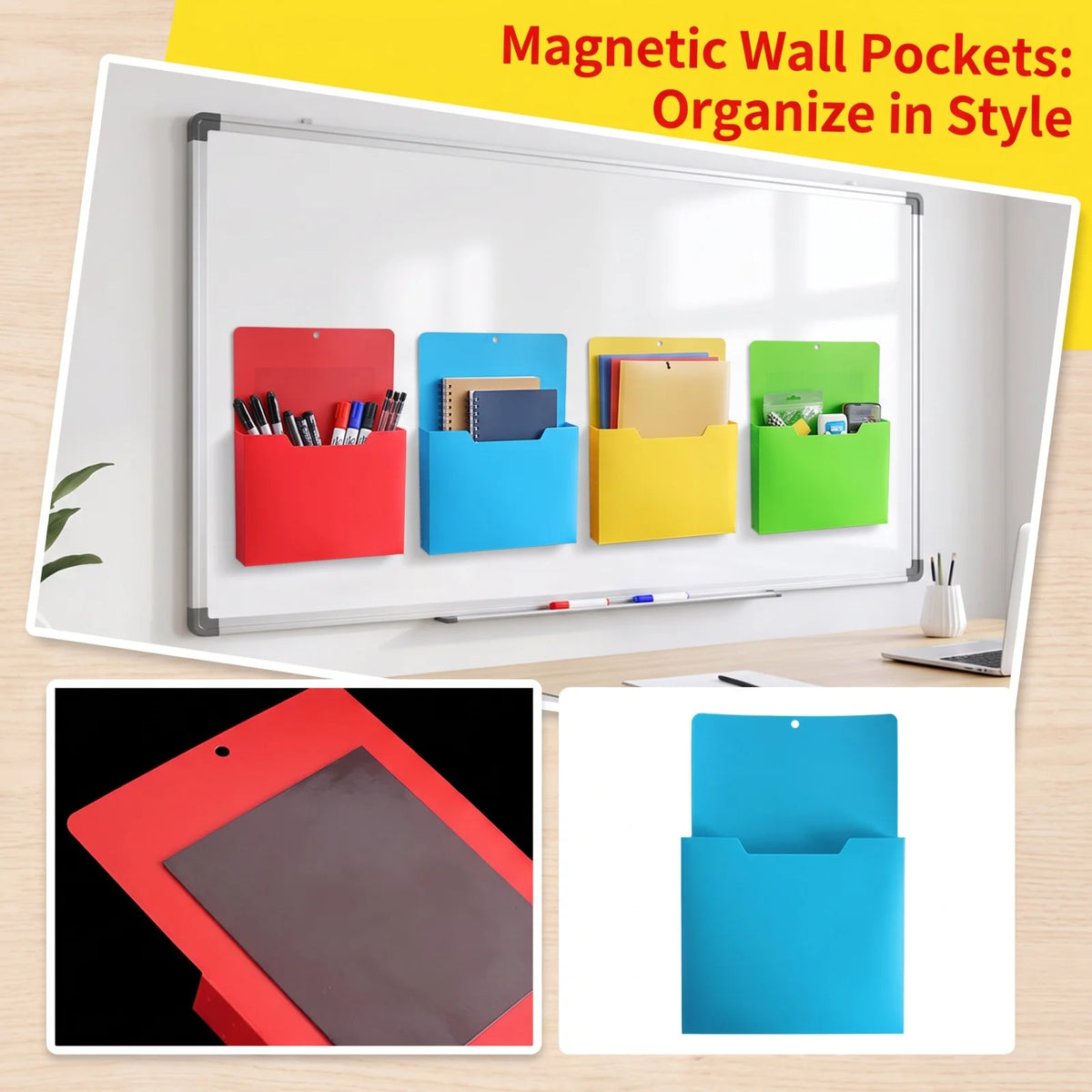 Colorful Magnetic Wall File Organizer – Hanging Folder Holder