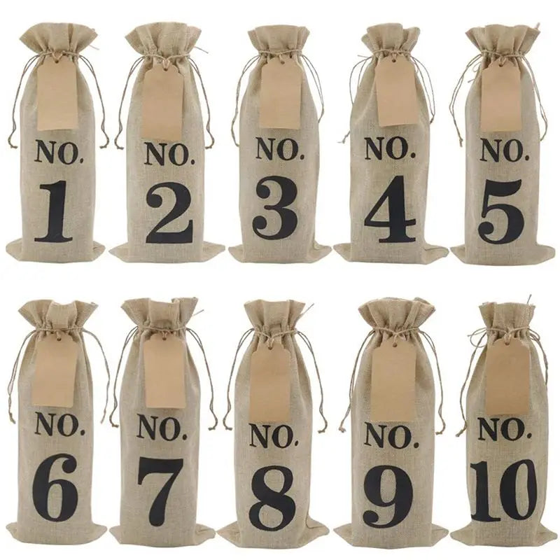 20-Pack Numbered Burlap Wine Bags | Blind Wine Tasting Gift