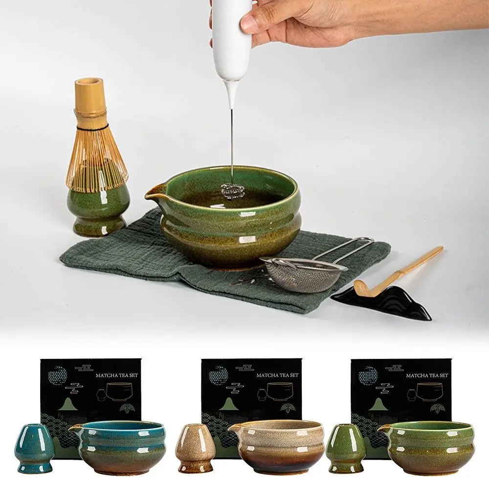 Ceramic Matcha Bowl Set – Kiln Fired, Large Capacity Tea Bowl