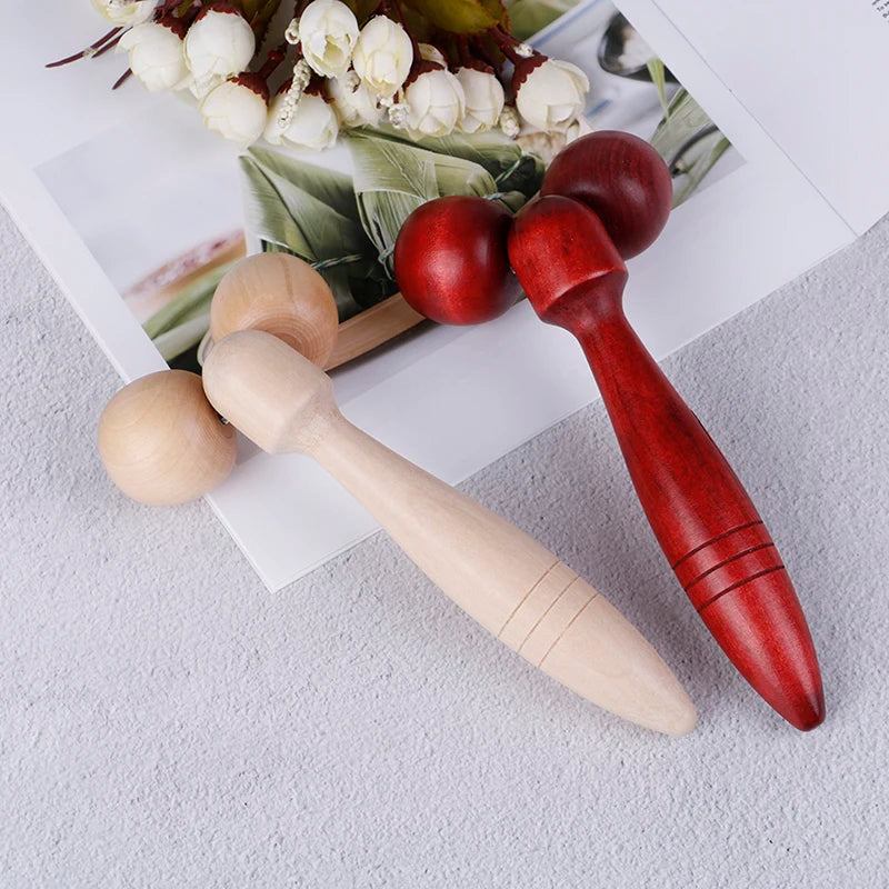 Wooden Face & Neck Roller Massager – Natural Wood Tool