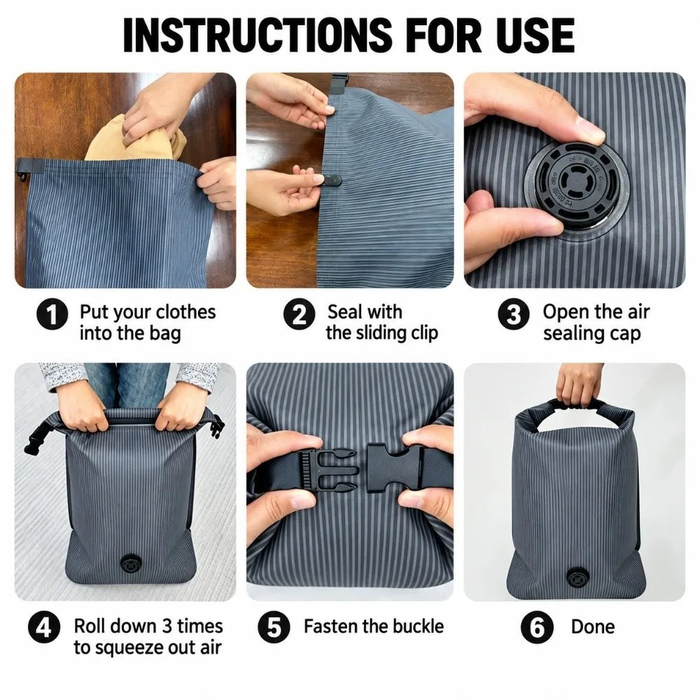 Hand Roll Vacuum Storage Bags – No Pump Space Saver