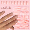 120Pcs Press-On False Nails – Bare Pink Short French Acrylic Set