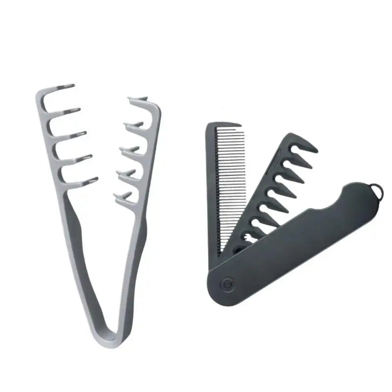 2-Pc Wide-Tooth Texture & Folding Hair Comb Set for Men