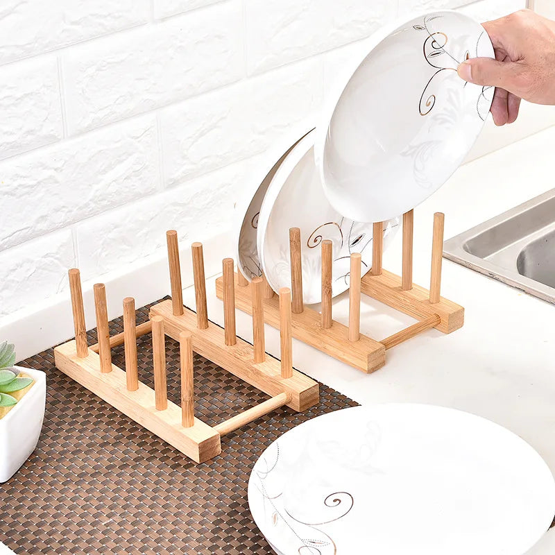 Wooden Plate Rack & Dish Drying Stand – Kitchen Organizer